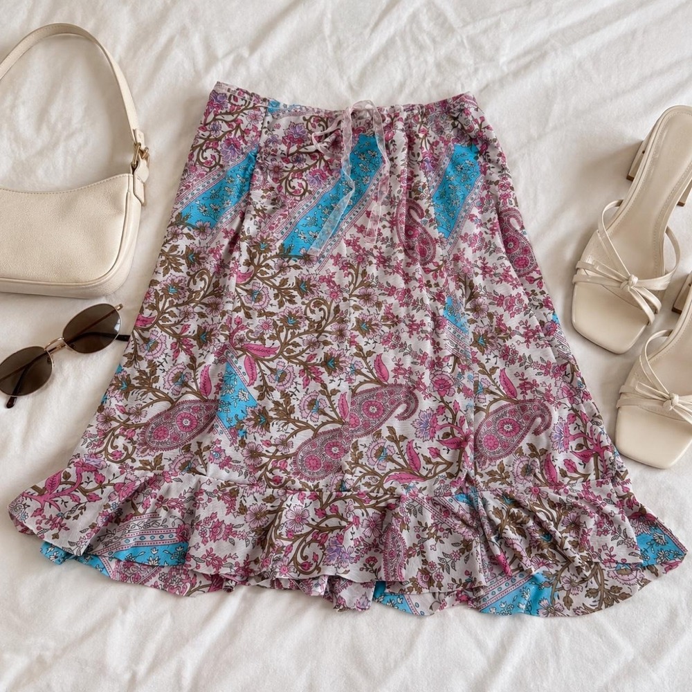 Paisley Boho Midi Skirt